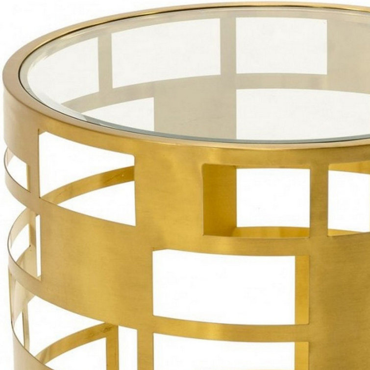 Benjara Glass Drum End Table Wayfair Canada